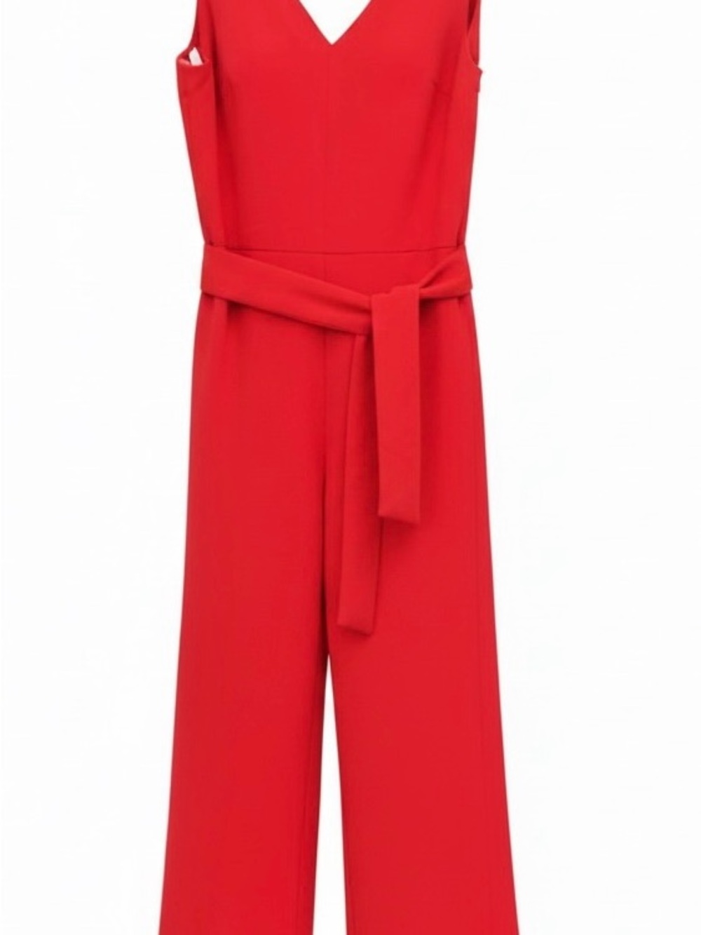 Laundry by Shelli Segal Red V-Neck Sleeveless Jumpsuit with Waist Tie